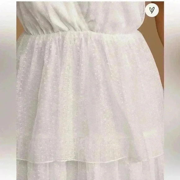 NWT Lulus Made a Wish White Swiss Dot Tiered Tie-Strap Midi Dress Size M - Picture 5 of 15
